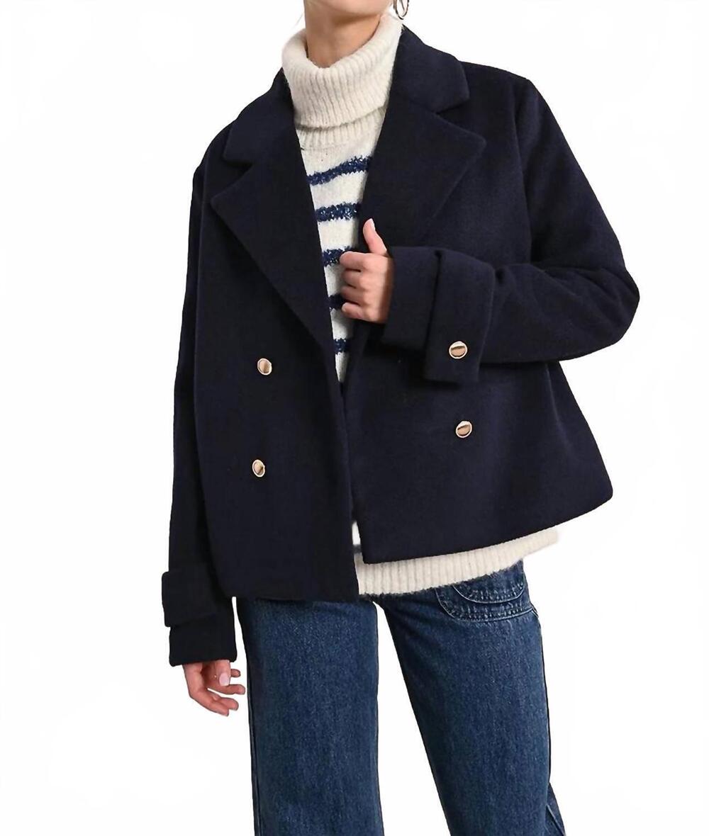 NEW MOLLY BRACKEN ladies woven coat in navy blue